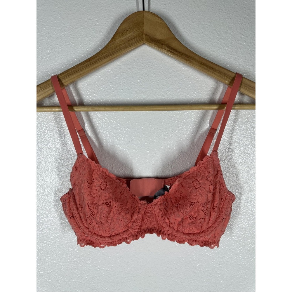 Aerie Bra Womens 32B Pink Lace‎ Balconette Underwire Lined Adjustable Straps